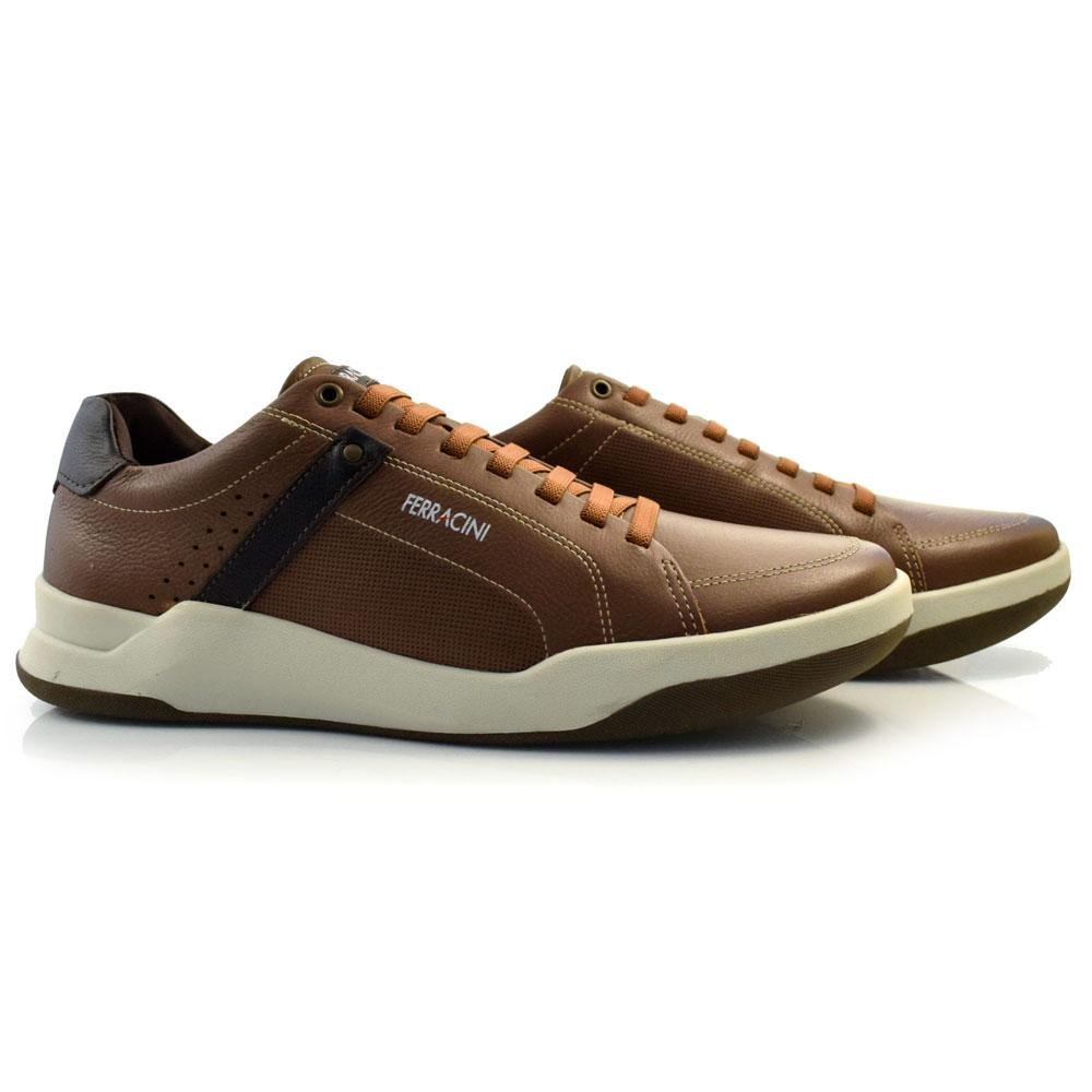 Sapatênis de Couro Masculino Ferracini Wind 8762 Marrom 2