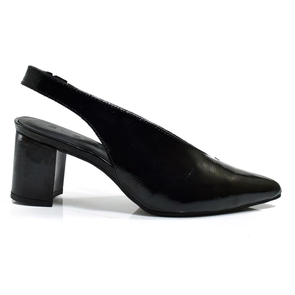 Scarpin Slingback de Couro Feminino Suzzara 74302 Preto 3