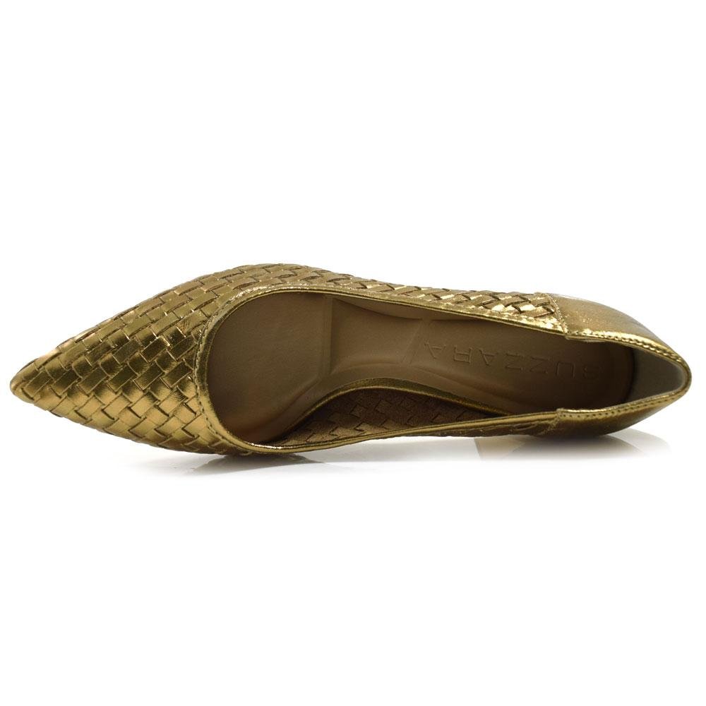 Scarpin de Couro e Salto Bloco Suzzara 7150509 Dourado 6