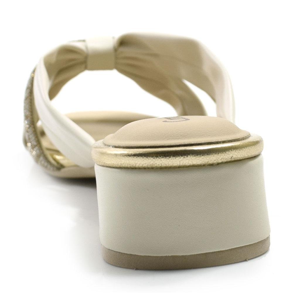 Tamanco de Salto Bloco Feminino Comfortflex 2455402 Creme 4