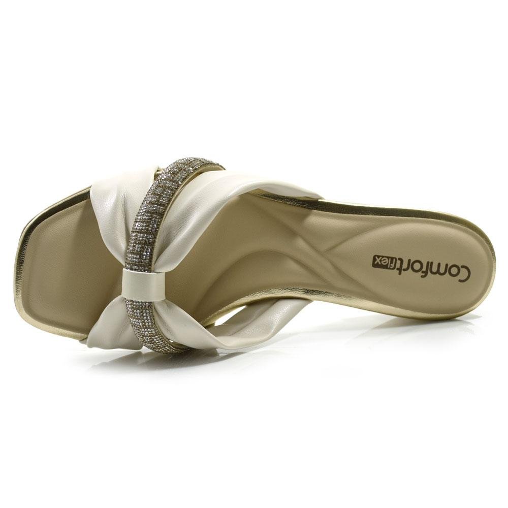 Tamanco de Salto Bloco Feminino Comfortflex 2455402 Creme 6