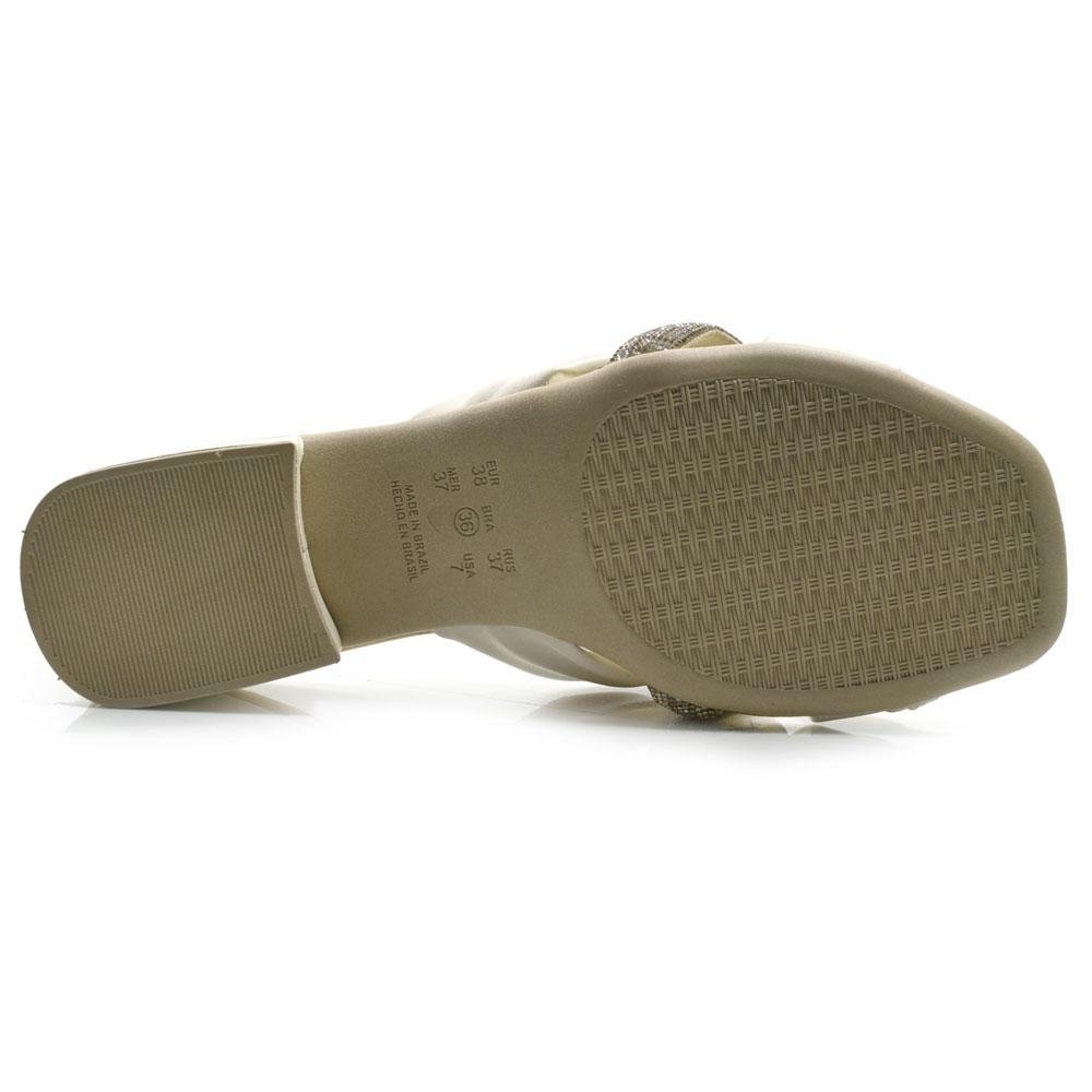 Tamanco de Salto Bloco Feminino Comfortflex 2455402 Creme 7
