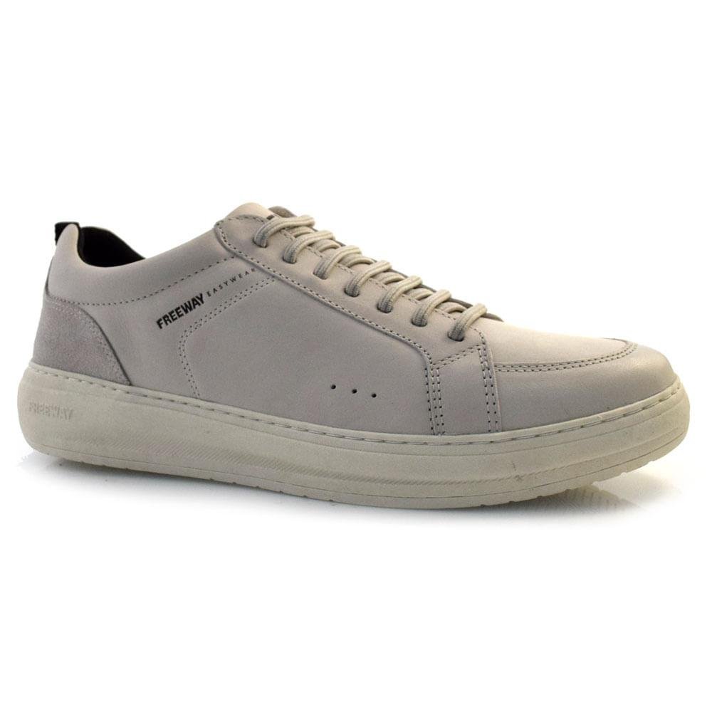Tênis Casual de Couro Masculino Free Way DUO02 Off White 1
