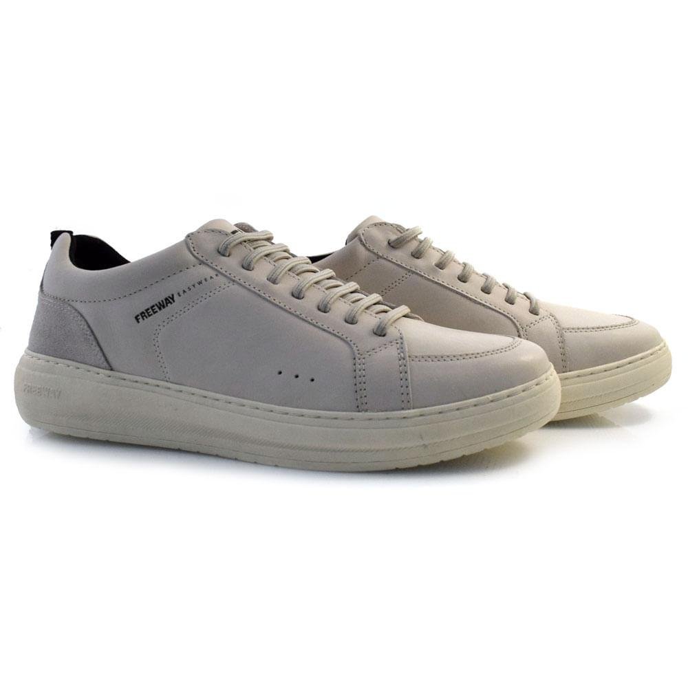 Tênis Casual de Couro Masculino Free Way DUO02 Off White 2