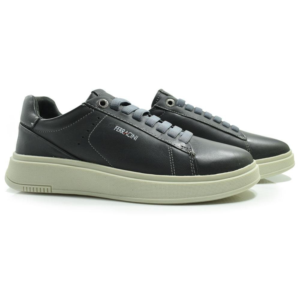 Tênis de Couro Masculino Ferracini Logan 9312 Cinza 2
