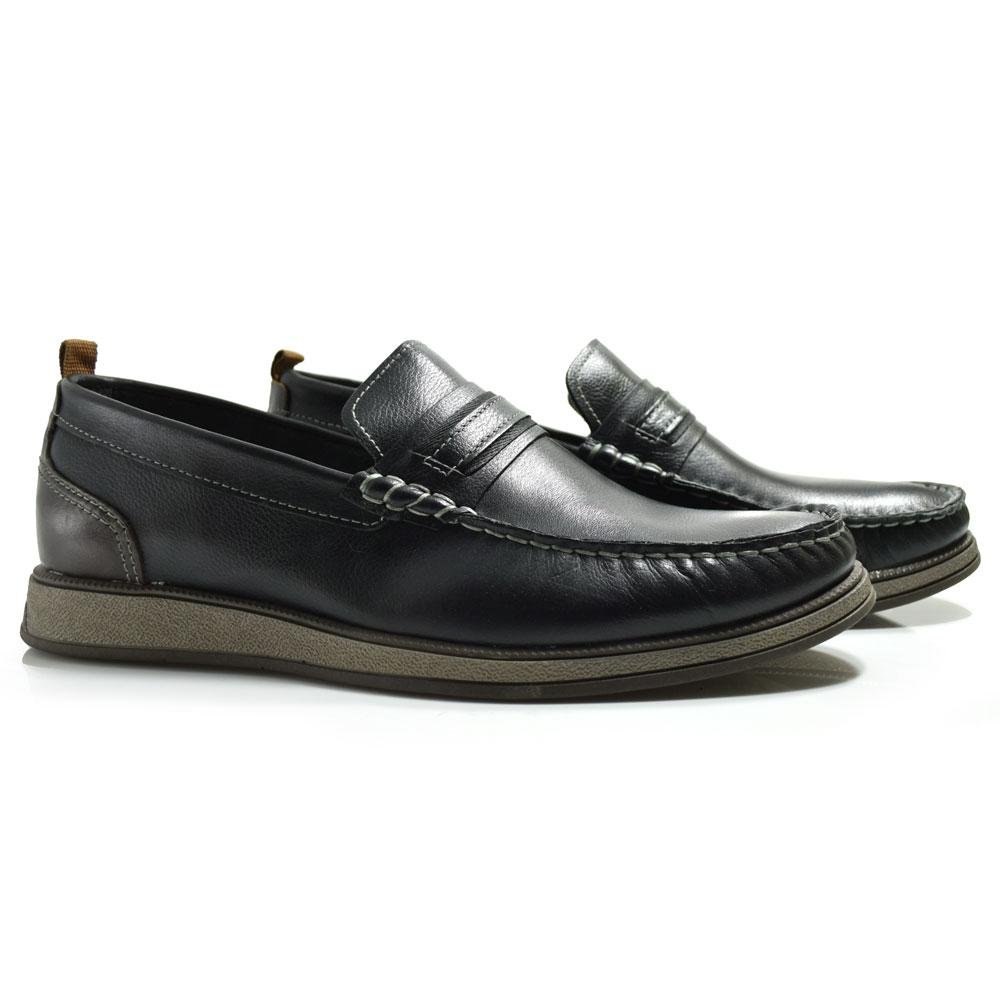 Mocassim de Couro Masculino Democrata Nash 252302 Preto 2