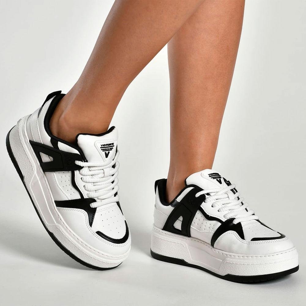 Tênis Casual Feminino Via Marte 304-001-01 Branco/Preto 3