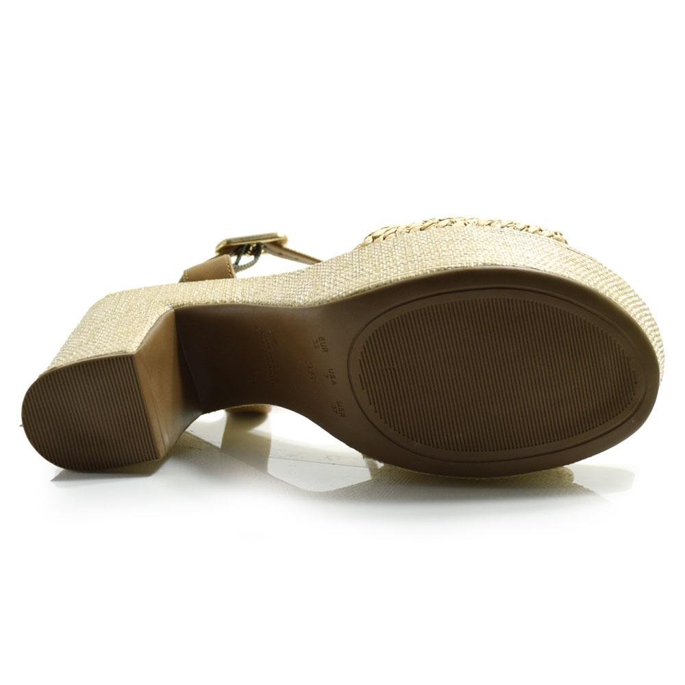 Sandália Plataforma Feminina Cazzualen T5118-187 Bege 7