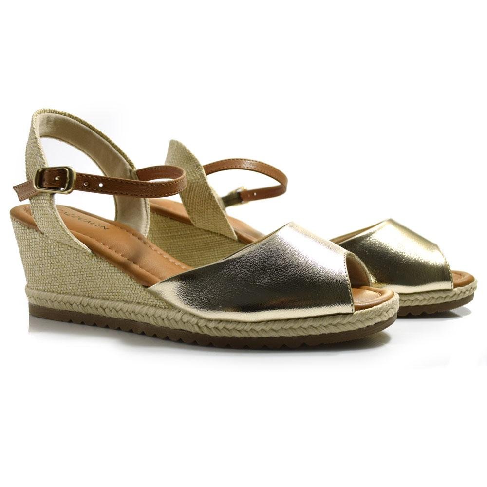 Sandália Anabela Feminina Cazzualen T5828-181 Dourado 2