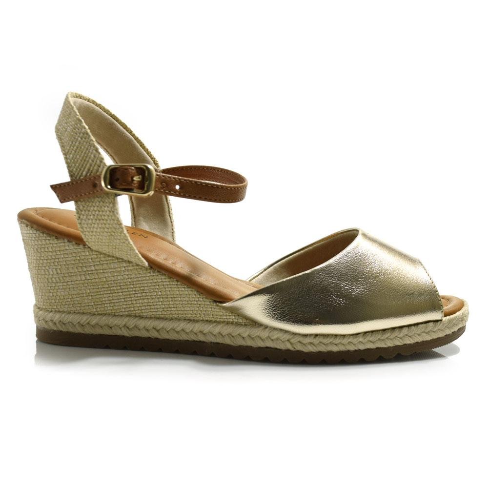 Sandália Anabela Feminina Cazzualen T5828-181 Dourado 3
