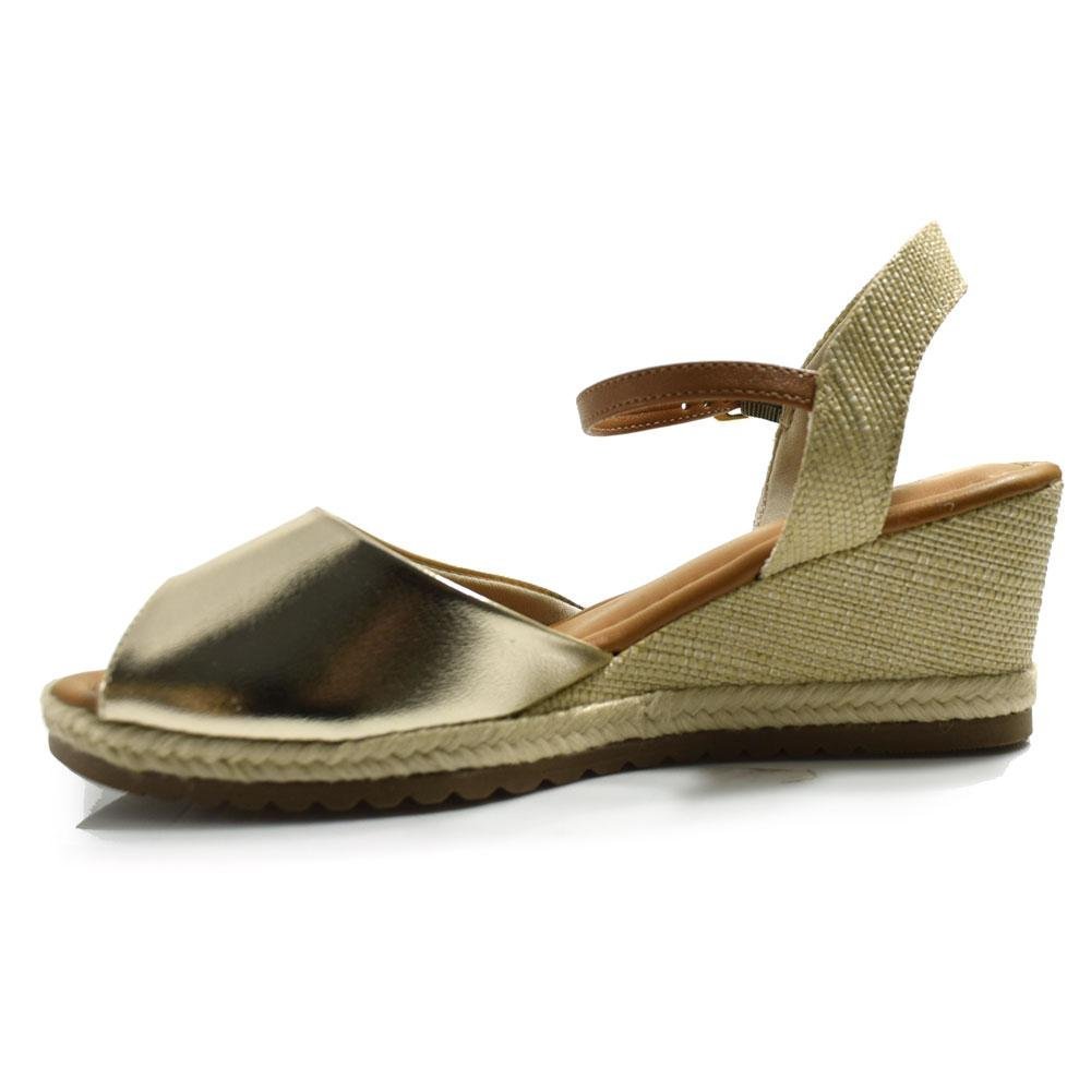 Sandália Anabela Feminina Cazzualen T5828-181 Dourado 5