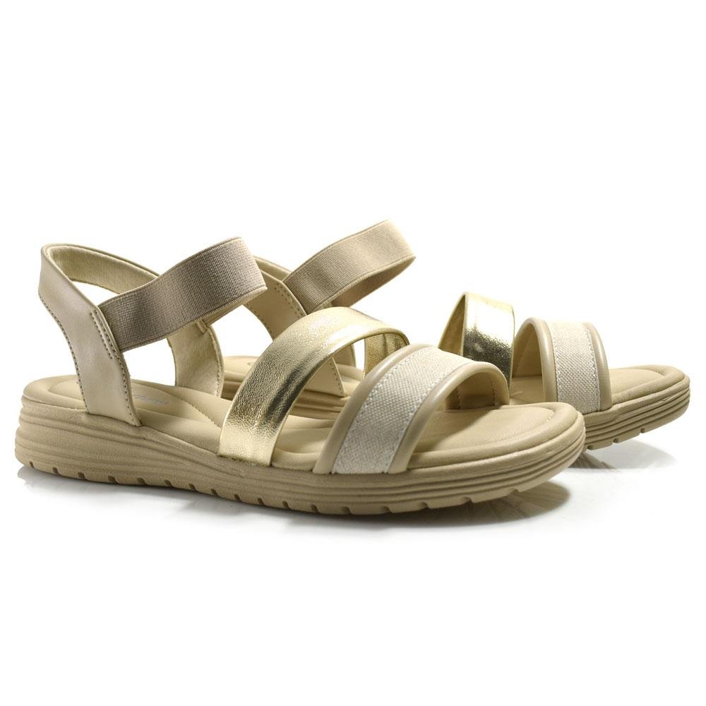 Papete Feminina Comfortflex 2551406 Bege/Dourado 2