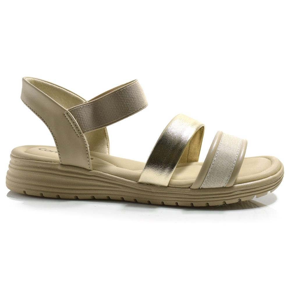 Papete Feminina Comfortflex 2551406 Bege/Dourado 3