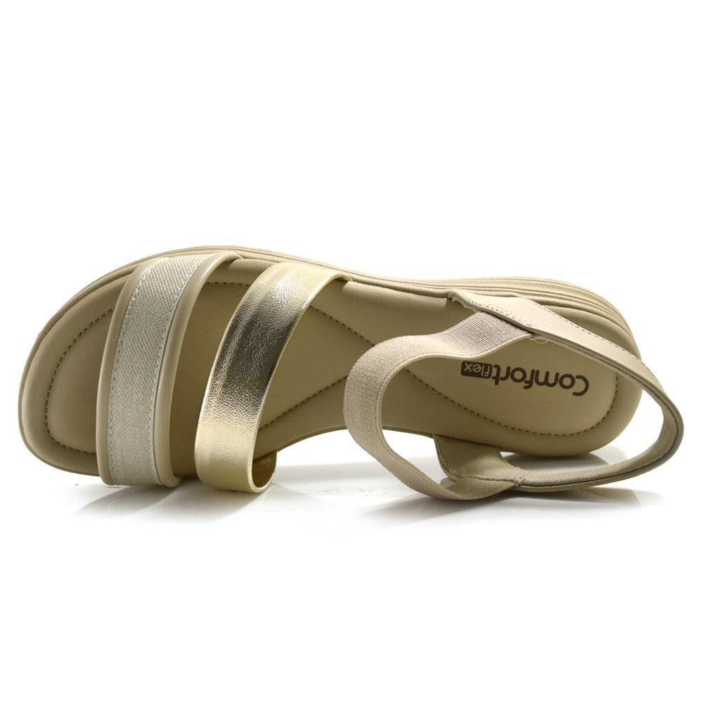 Papete Feminina Comfortflex 2551406 Bege/Dourado 6