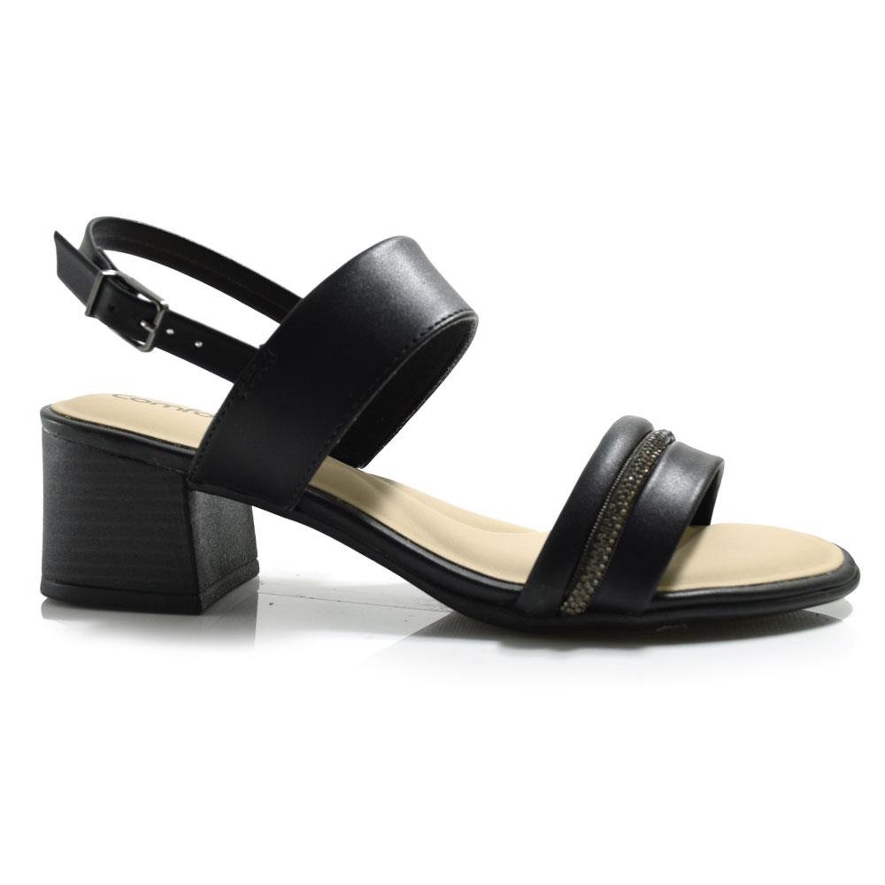 Sandália de Salto Bloco Feminina Comfortflex 2556403 Preto 3