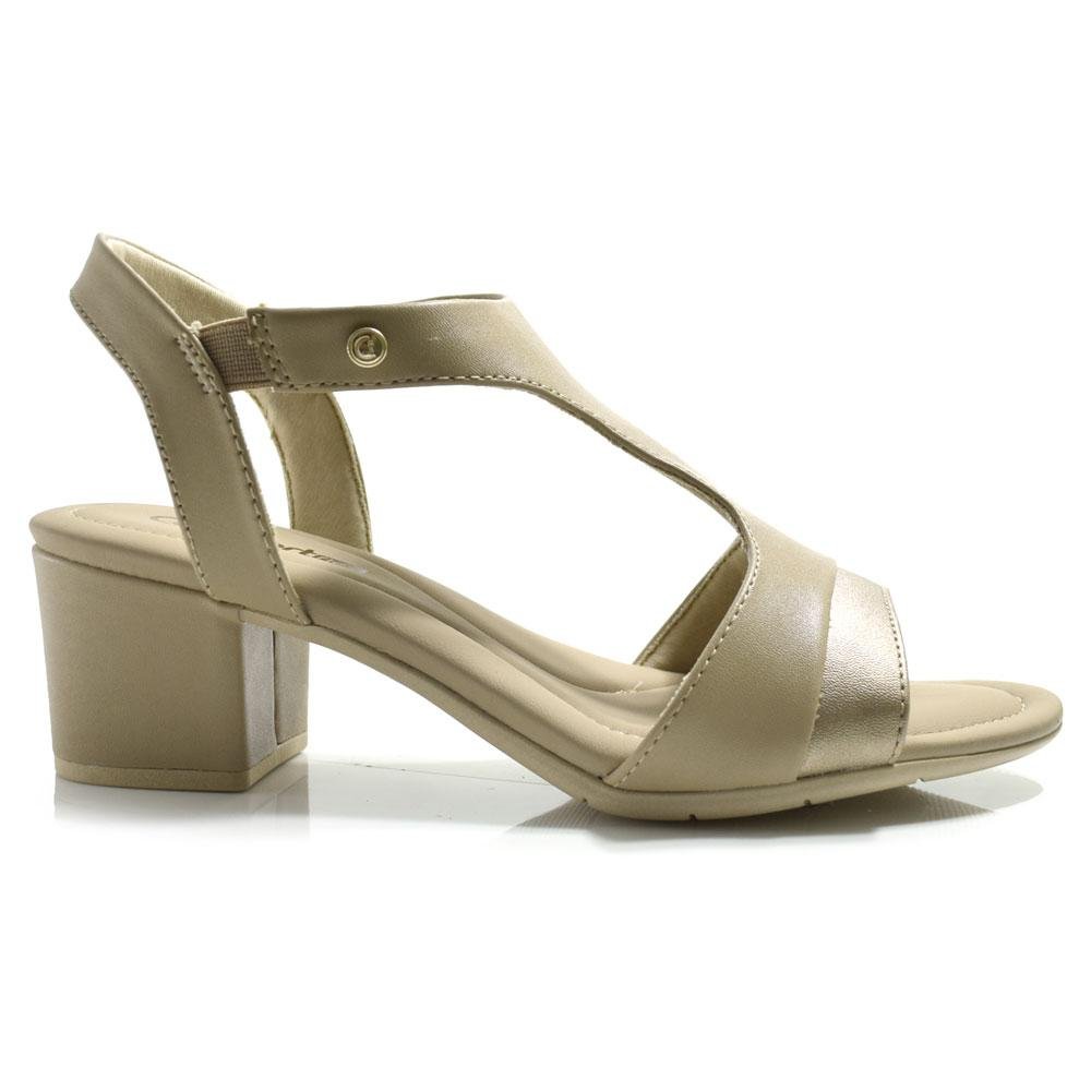 Sandália de Salto Bloco Feminina Comfortflex 2557406 Bege 3