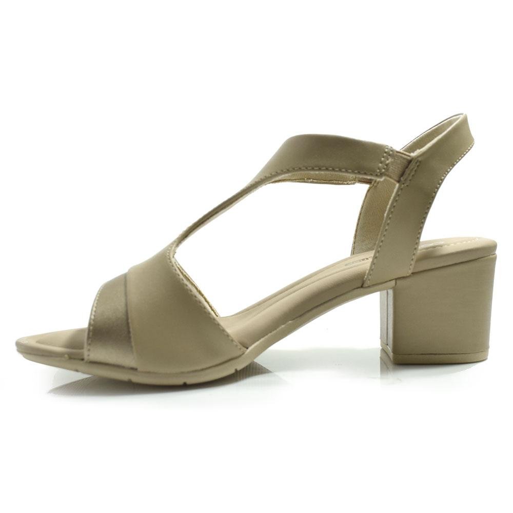 Sandália de Salto Bloco Feminina Comfortflex 2557406 Bege 5
