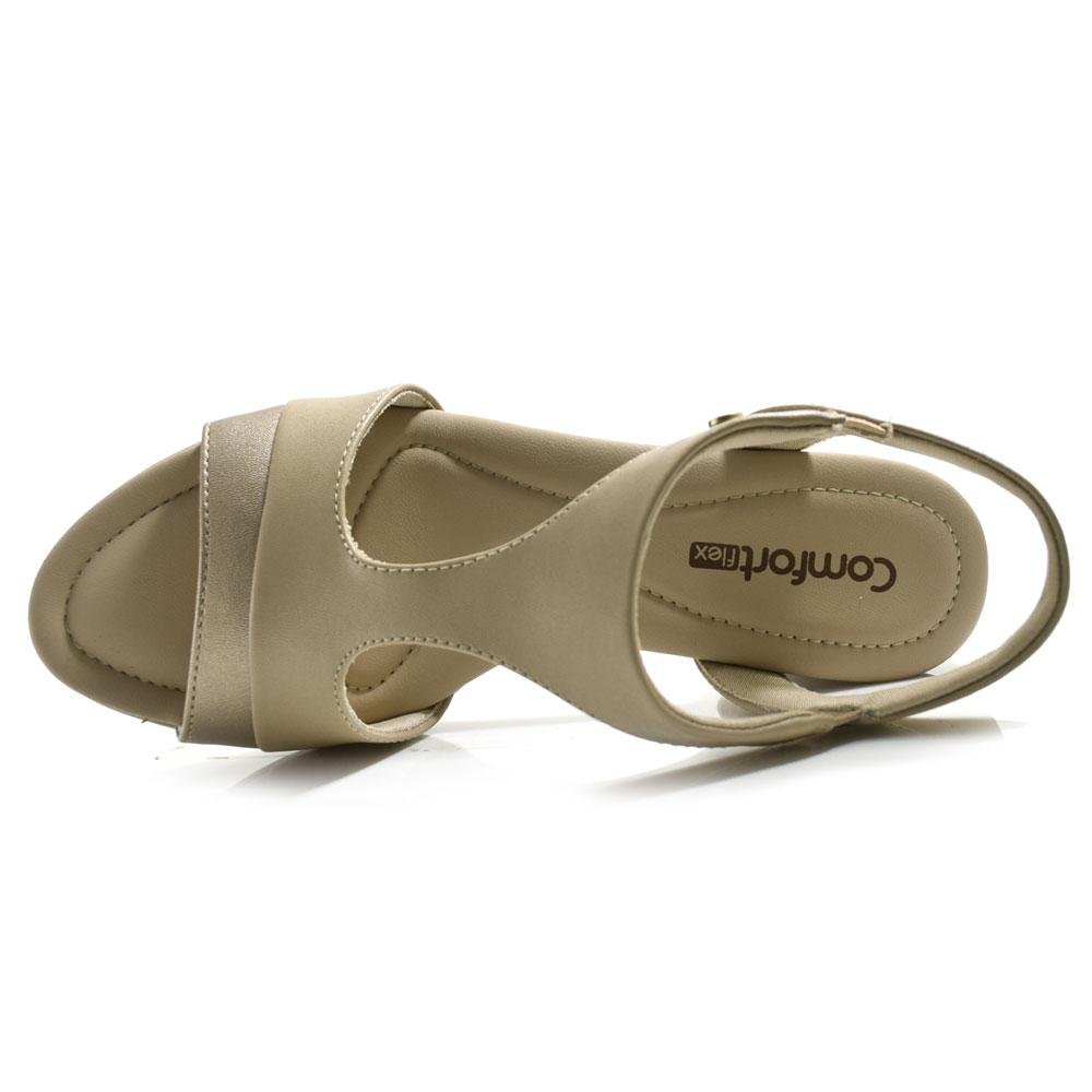 Sandália de Salto Bloco Feminina Comfortflex 2557406 Bege 6