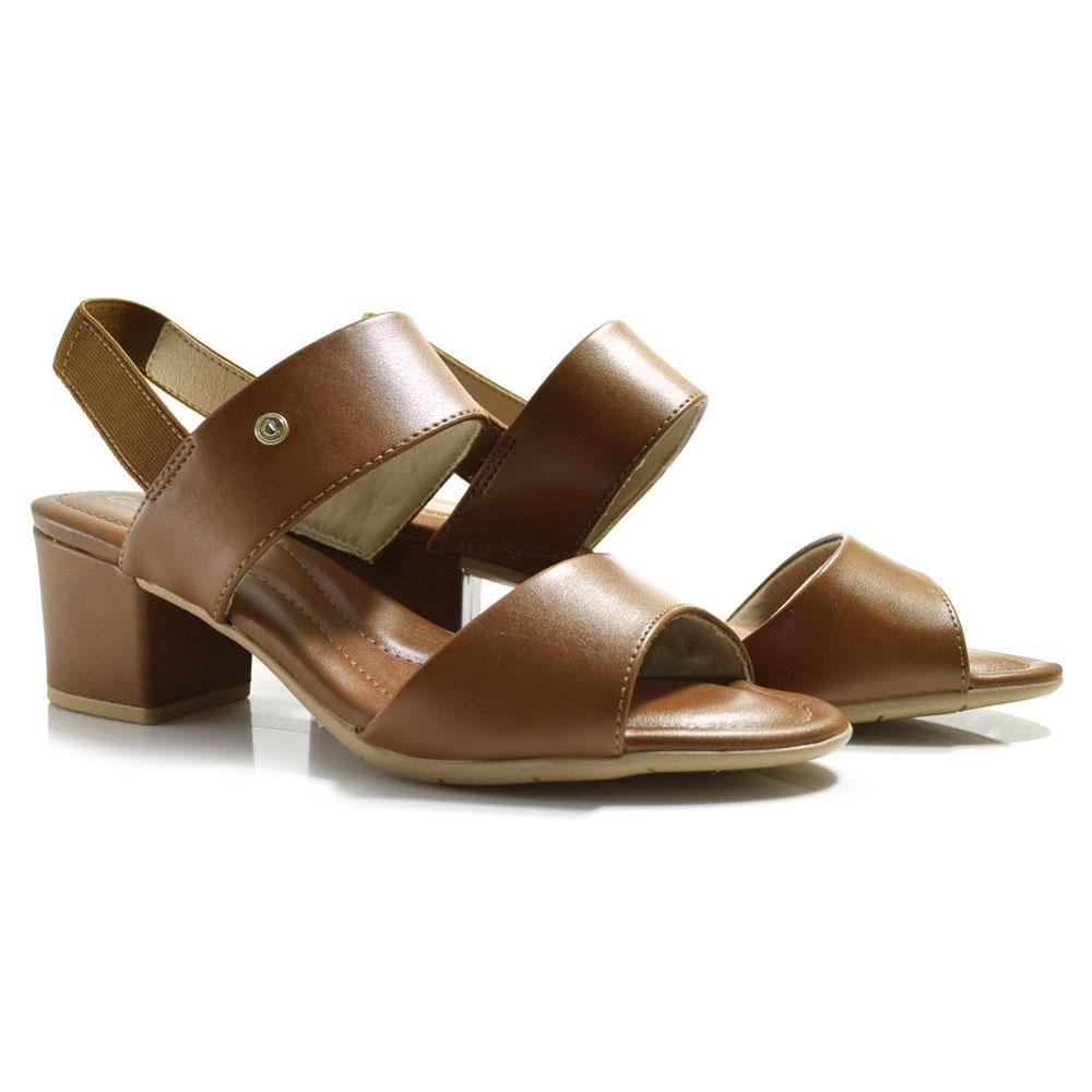 Sandália de Salto Bloco Feminina Comfortflex 2557407 Marrom 2