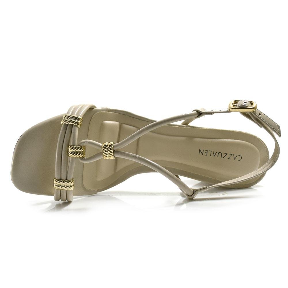 Sandália de Salto Bloco Feminina Cazzualen Off White 6