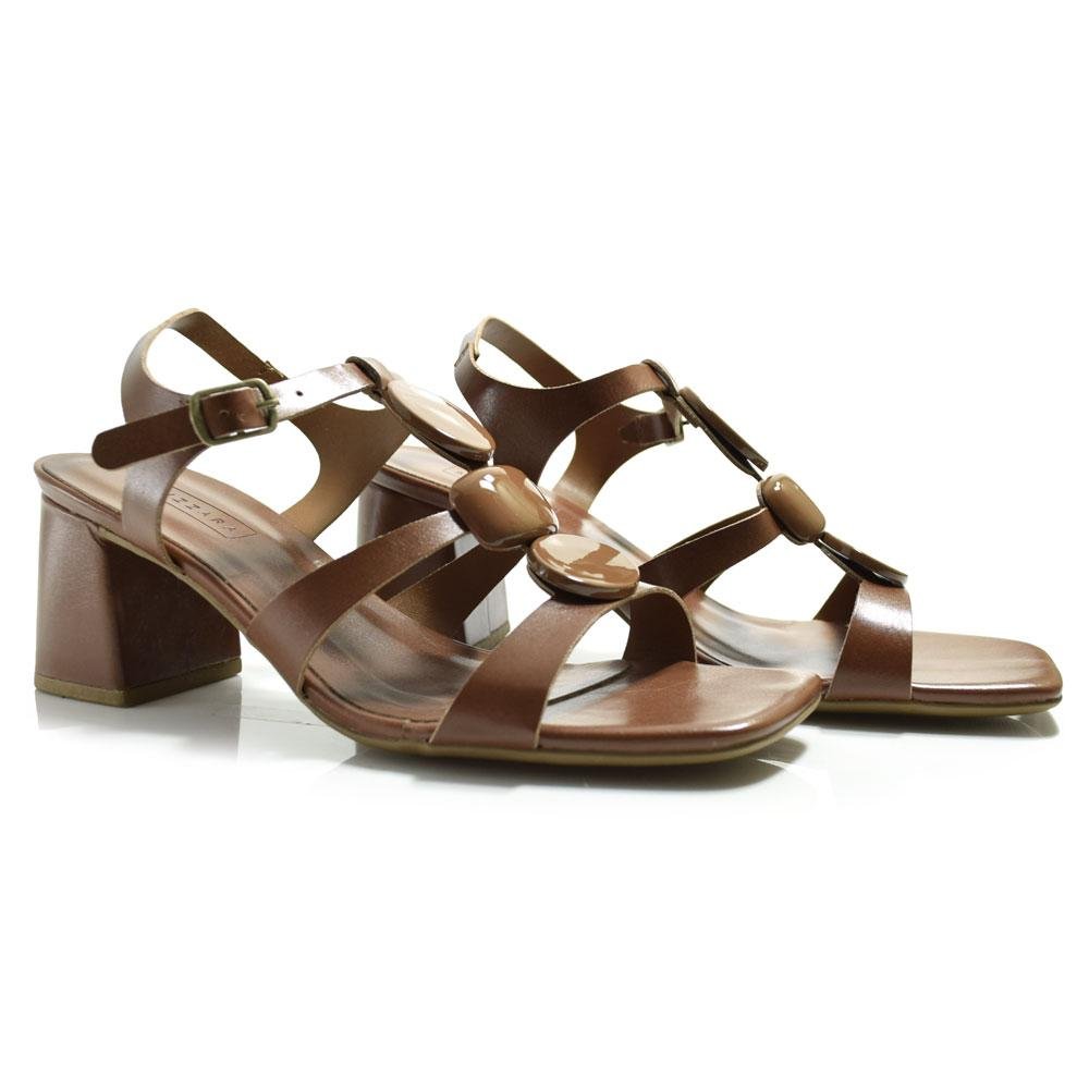 Sandália de Couro e Salto Bloco Suzzara Marrom 2