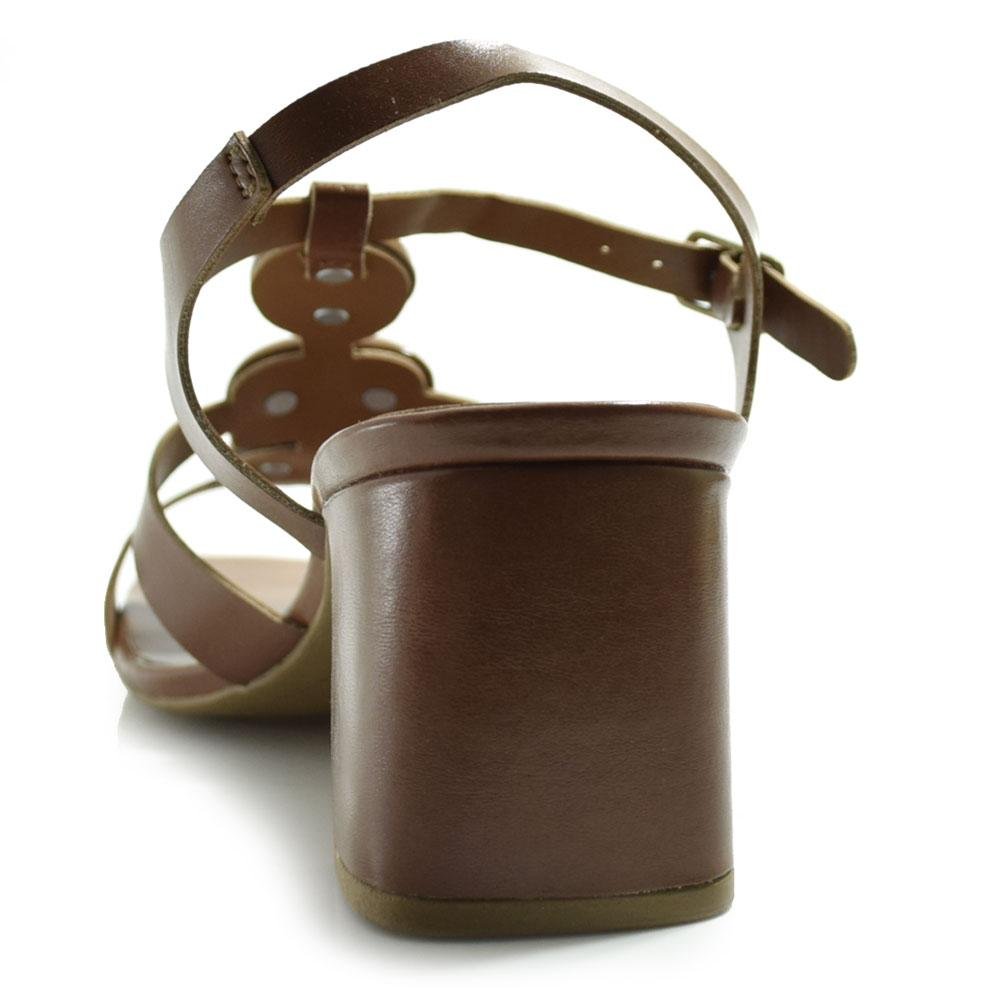 Sandália de Couro e Salto Bloco Suzzara Marrom 4
