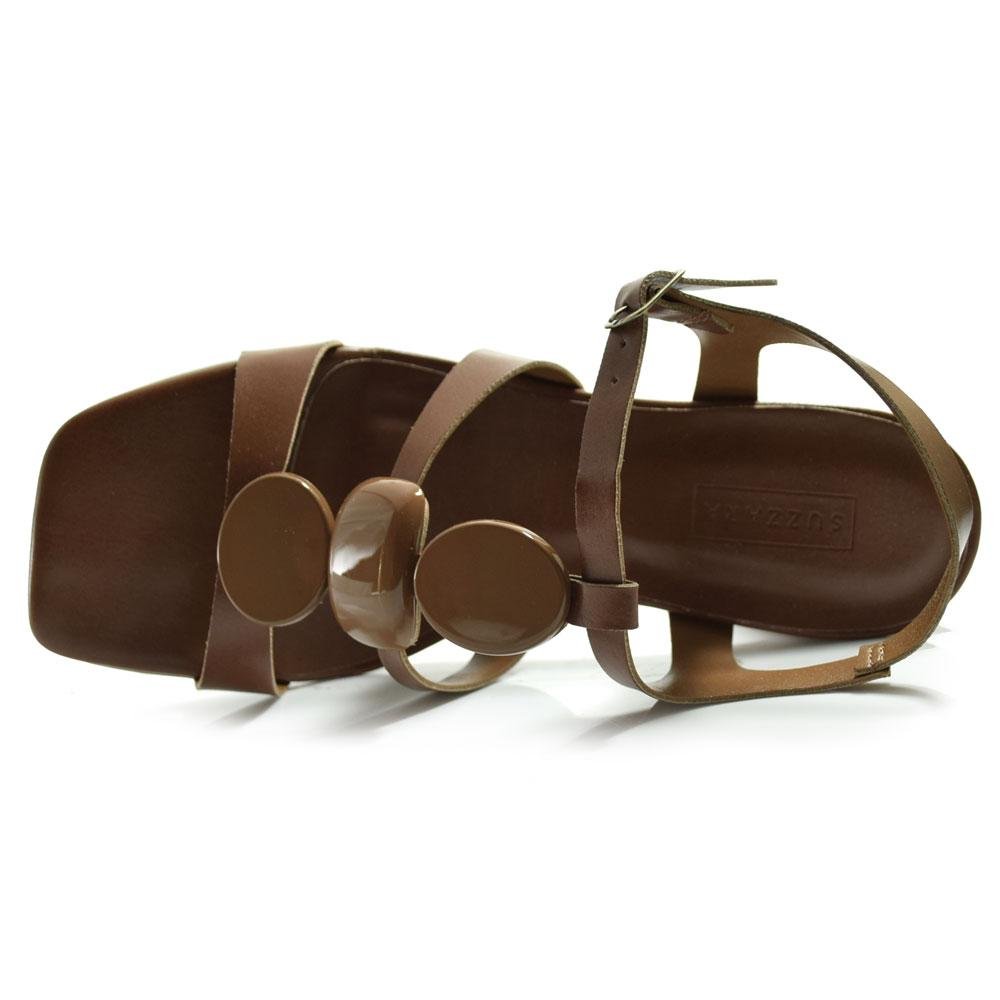 Sandália de Couro e Salto Bloco Suzzara Marrom 6