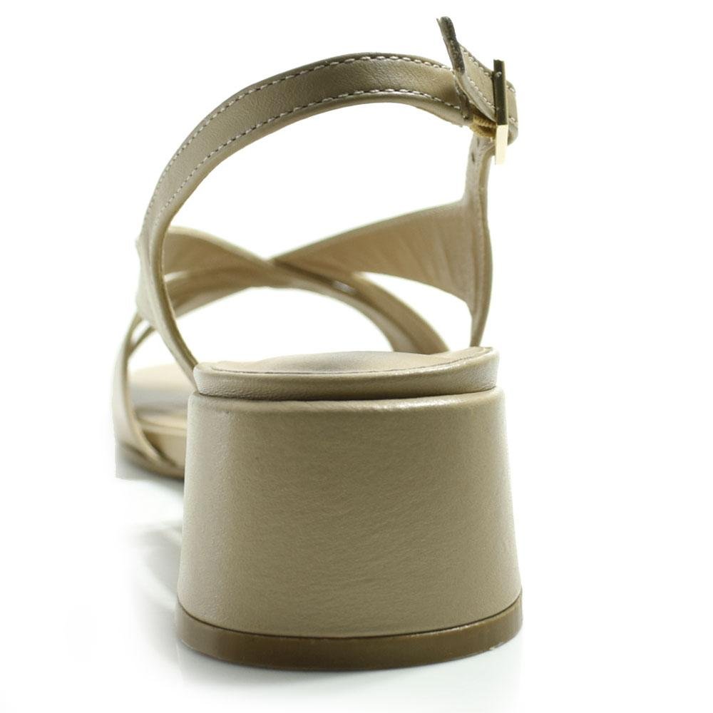 Sandália de Couro e Salto Bloco Suzzara Bege 4
