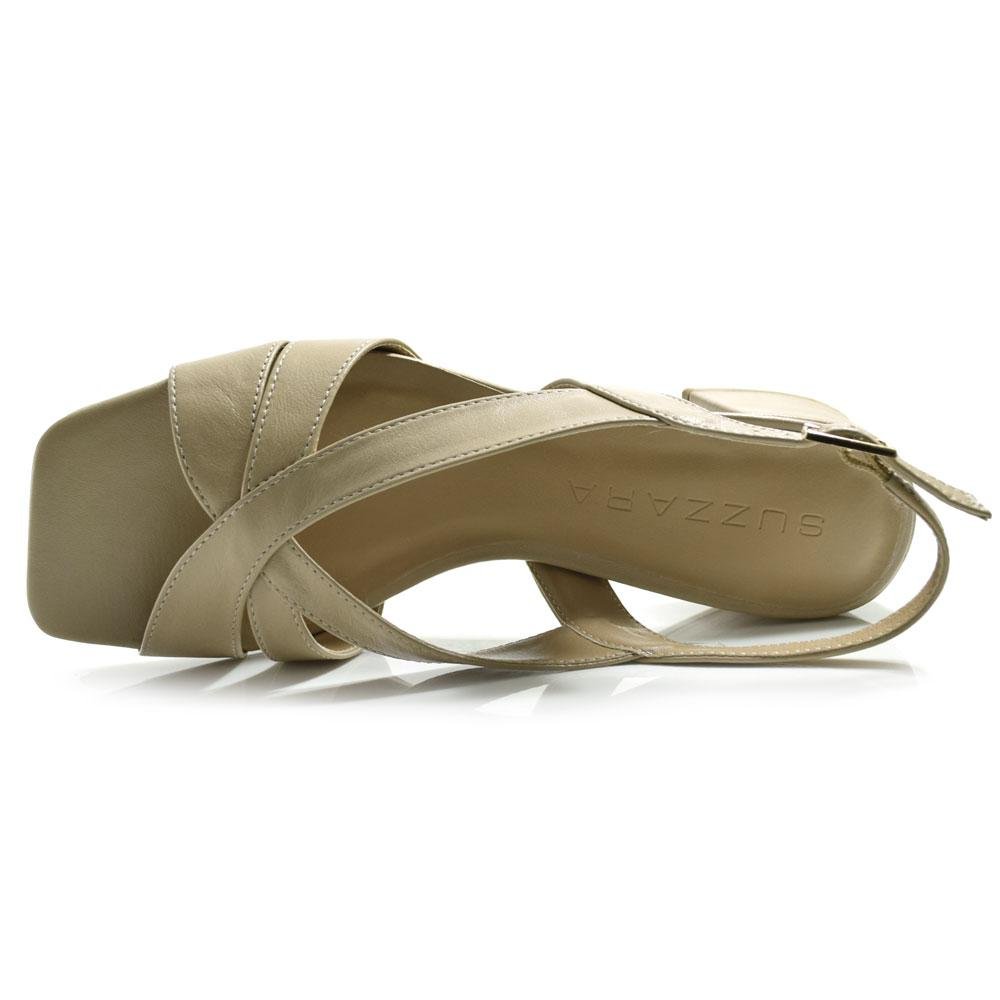 Sandália de Couro e Salto Bloco Suzzara Bege 6