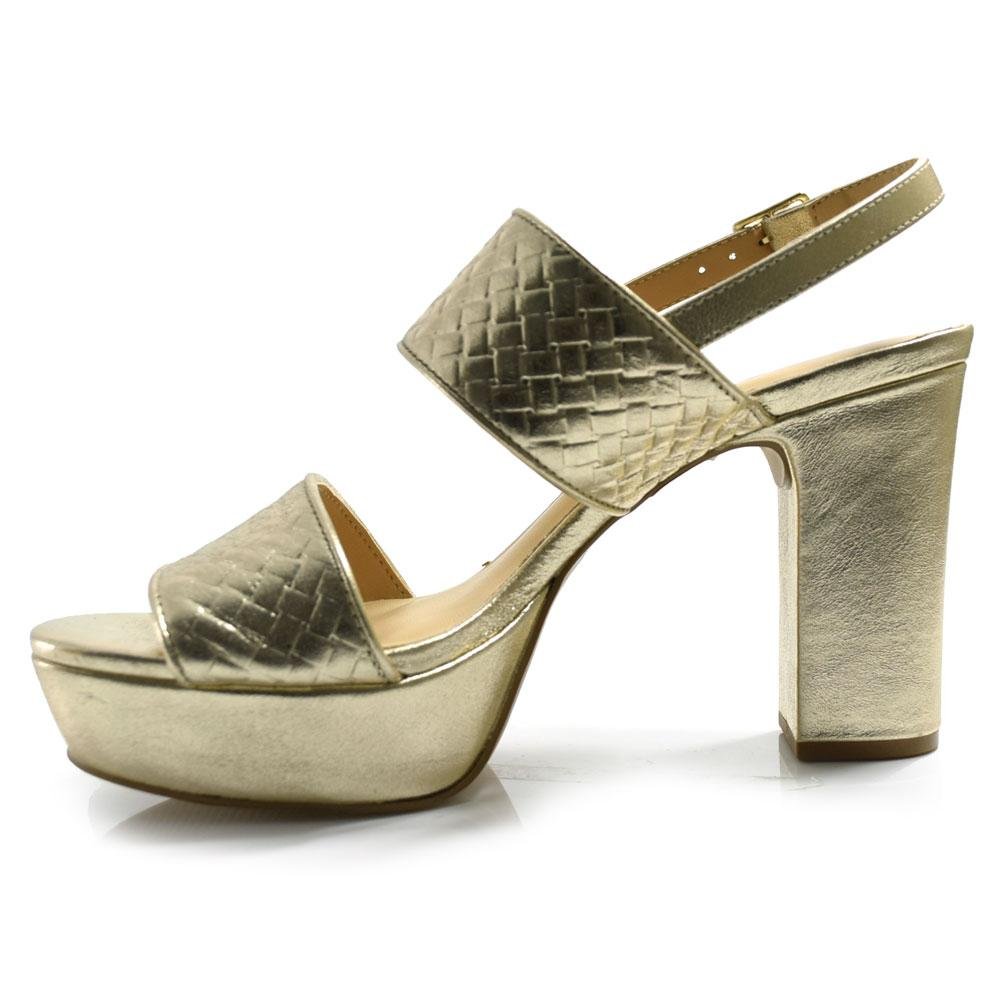 Sandália Plataforma de Couro Feminina Suzzara Dourado 5