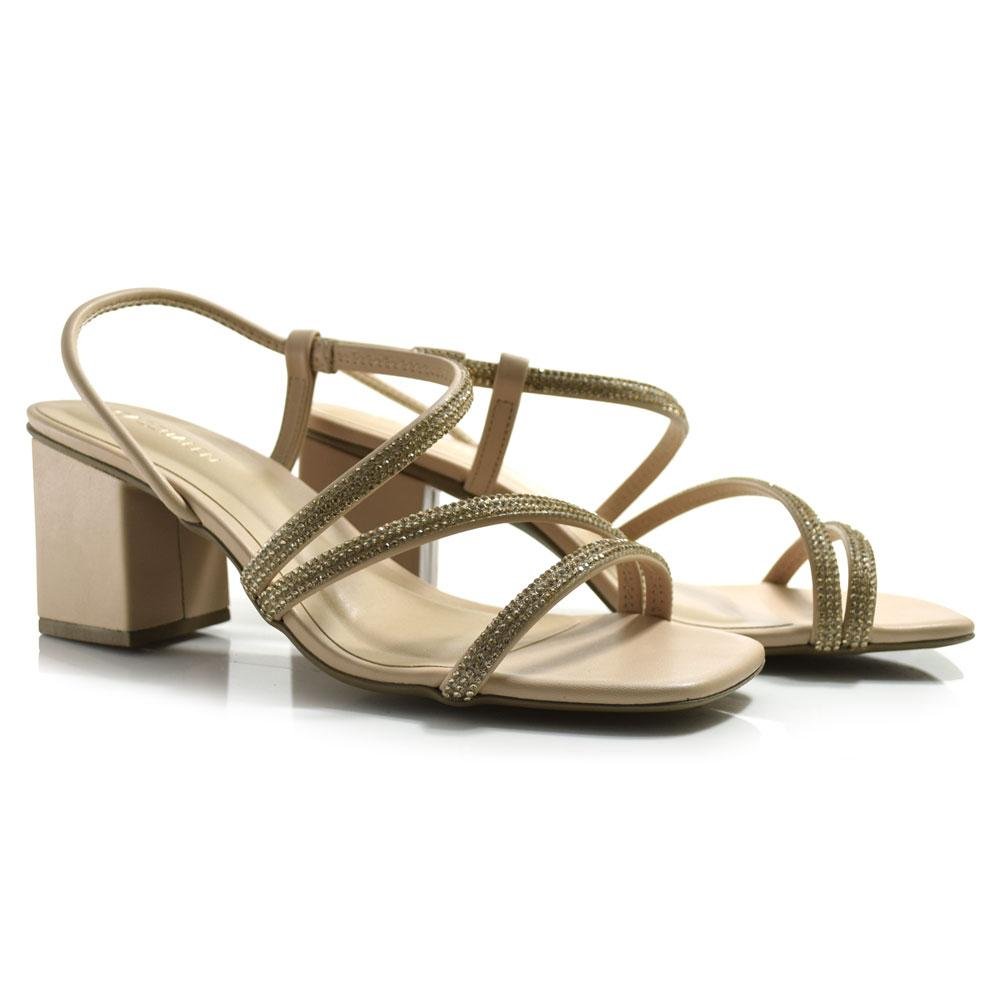 Sandália de Festa e Salto Bloco Cazzualen 74089 Bege 2