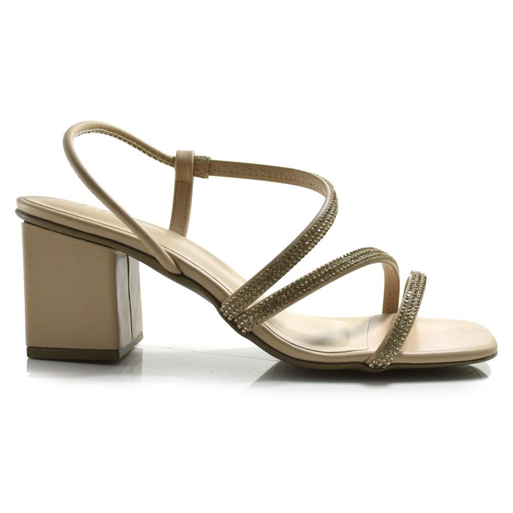 Sandália de Festa e Salto Bloco Cazzualen 74089 Bege 3