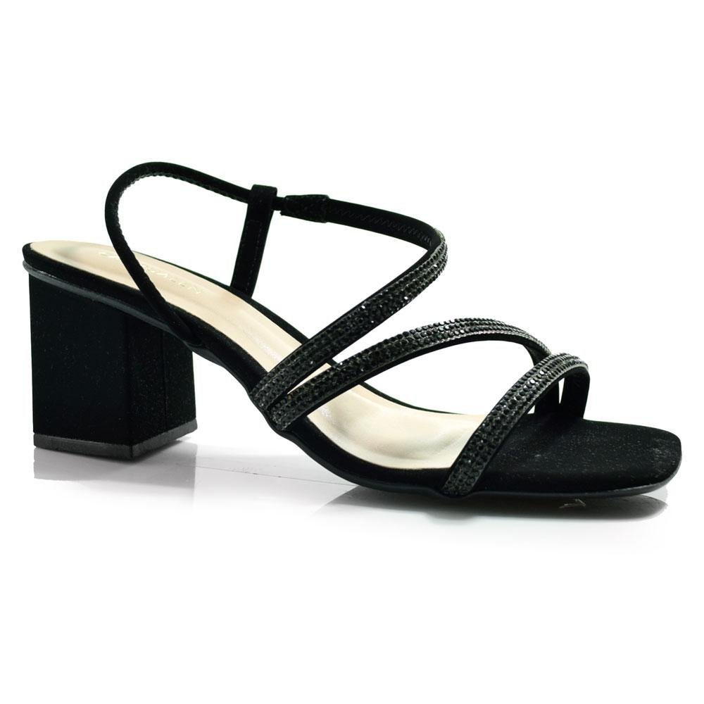 Sandália de Festa e Salto Bloco Cazzualen 74089 Preto 1