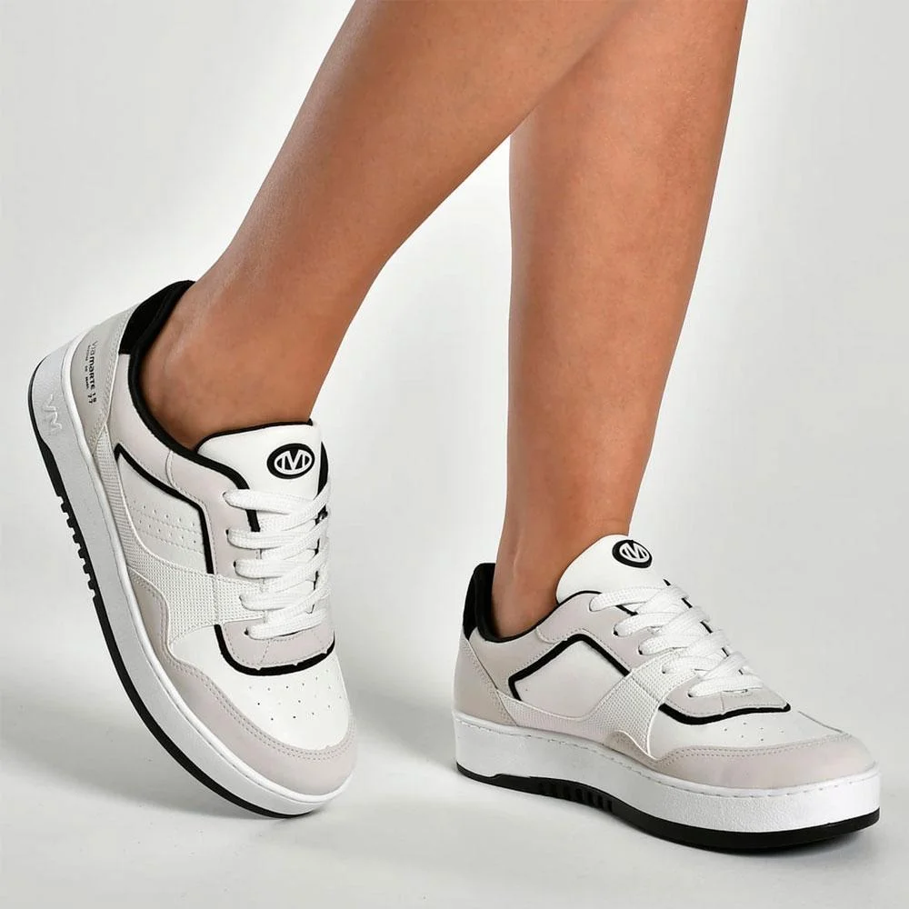 Tênis Casual Feminino Via Marte  069-018-01 Branco/Bege 3