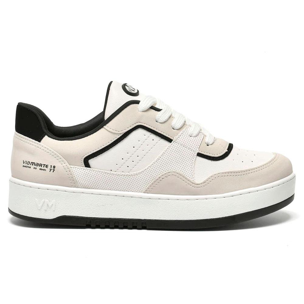 Tênis Casual Feminino Via Marte  069-018-01 Branco/Bege 4