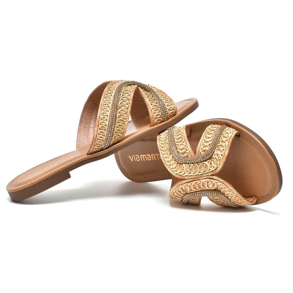 Sandália Rasteira Feminina Via Marte Bege 3