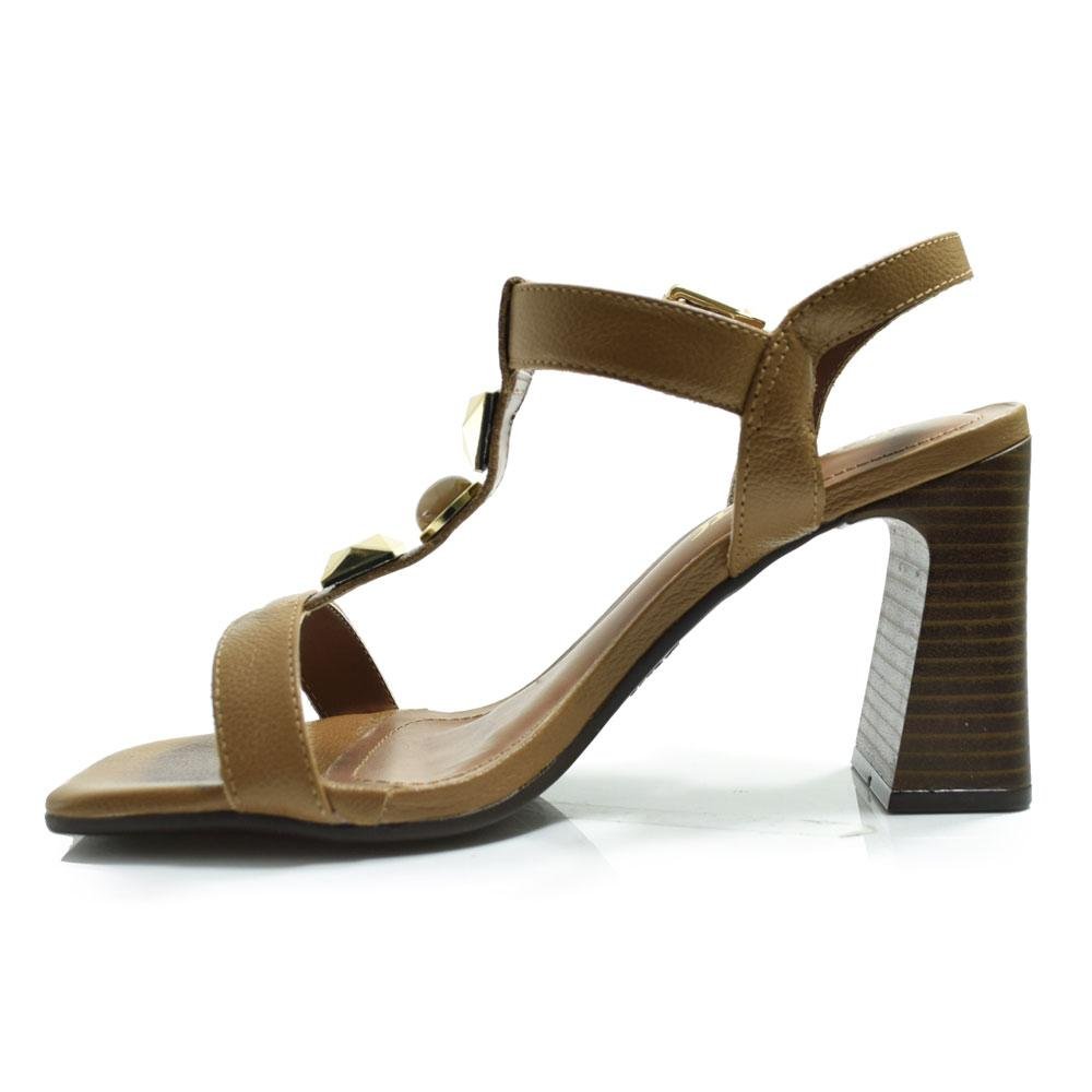 Sandália de Couro e Salto Bloco Via Marte 319-001-01 Marrom 5