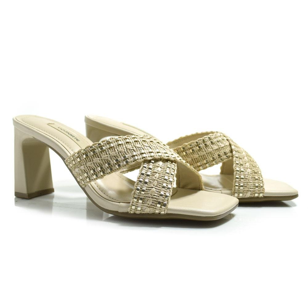 Tamanco de Salto Bloco Feminino Via Marte 288-010-01 Creme 2