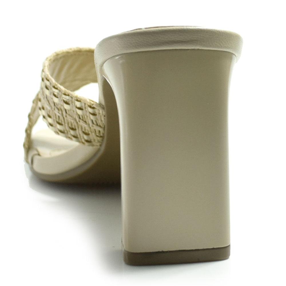 Tamanco de Salto Bloco Feminino Via Marte 288-010-01 Creme 4