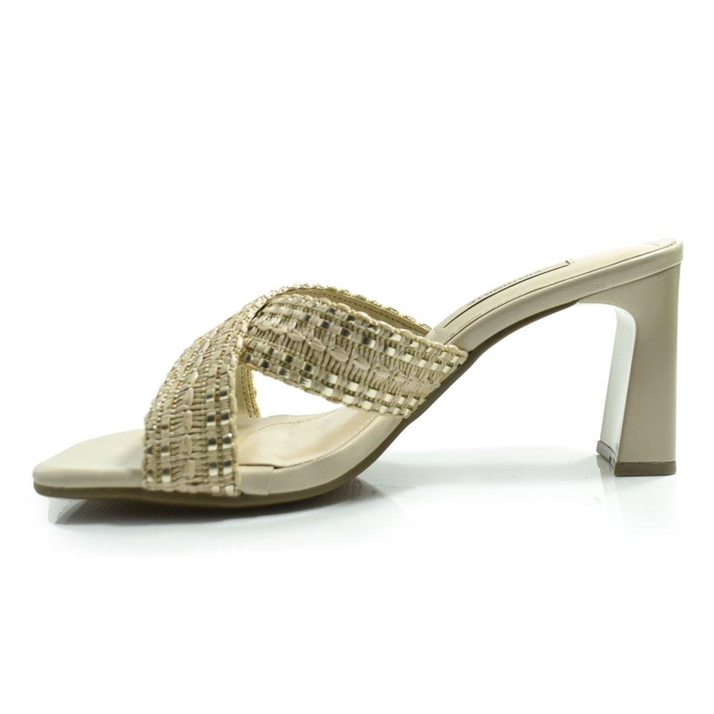 Tamanco de Salto Bloco Feminino Via Marte 288-010-01 Creme 5