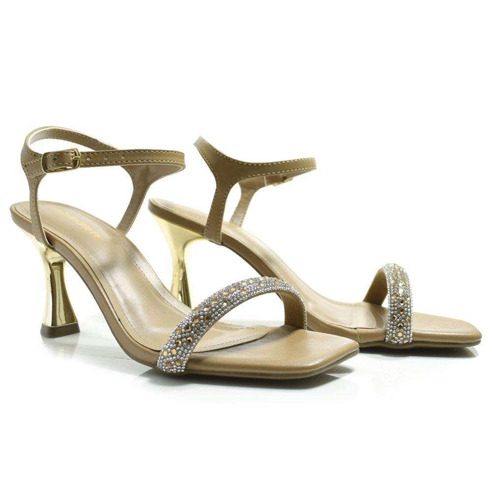 Sandália de Festa e Salto Via Marte 166-035-04 Bege/Dourado 2