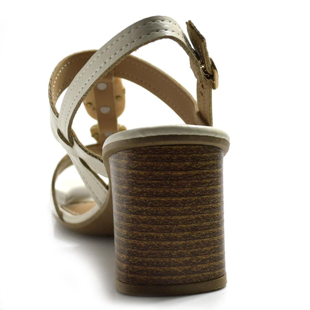 Sandália de Salto Bloco Feminina Dakota Y9762 Creme 4