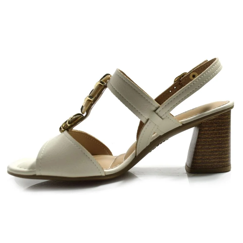 Sandália de Salto Bloco Feminina Dakota Y9762 Creme 5