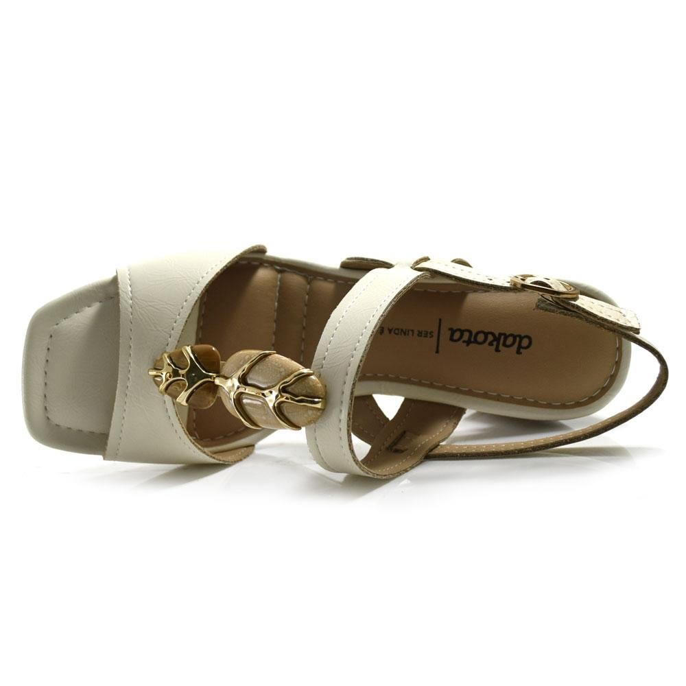 Sandália de Salto Bloco Feminina Dakota Y9762 Creme 6