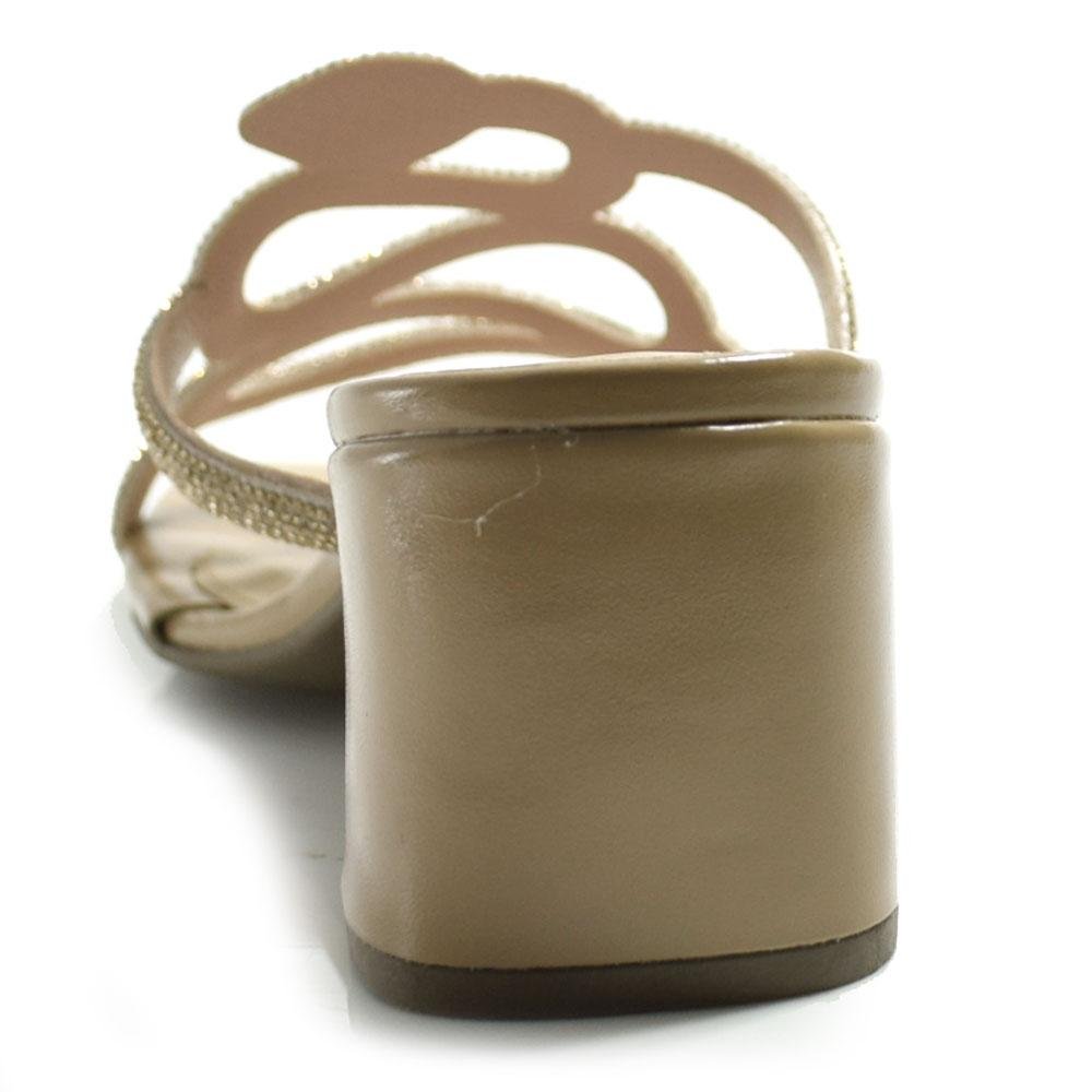 Tamanco de Salto Bloco Feminino Cazzualen 14260 Bege 4