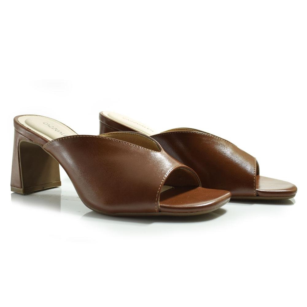 Tamanco de Salto Bloco Feminino Cazzualen T6040-721 Marrom 2