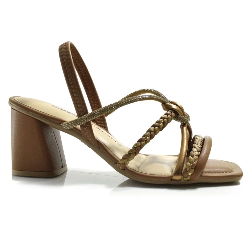 Sandália de Salto Bloco Feminina Dakota Y9761 Marrom 3