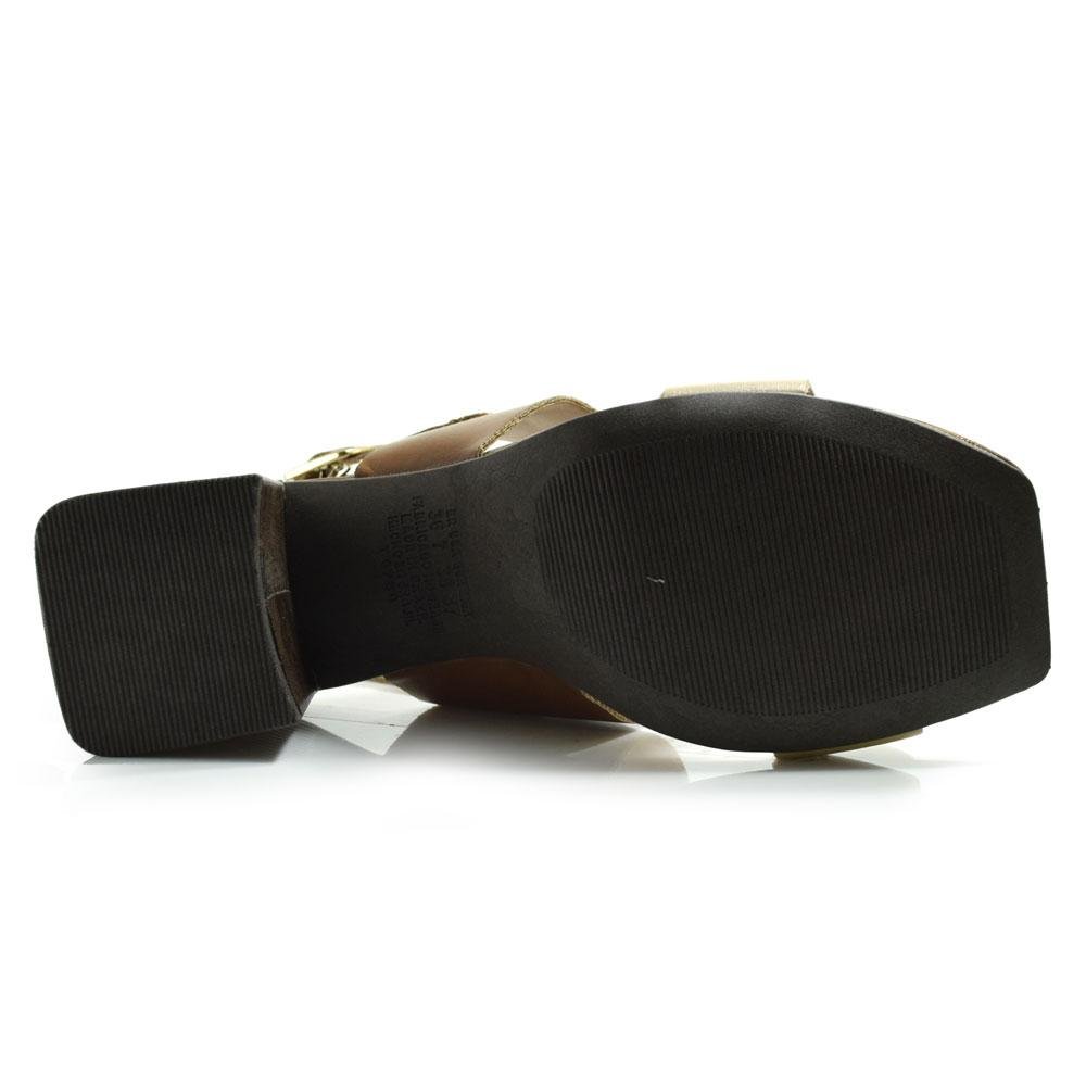 Sandália de Salto Bloco Feminina Dakota Y9192 Marrom 7