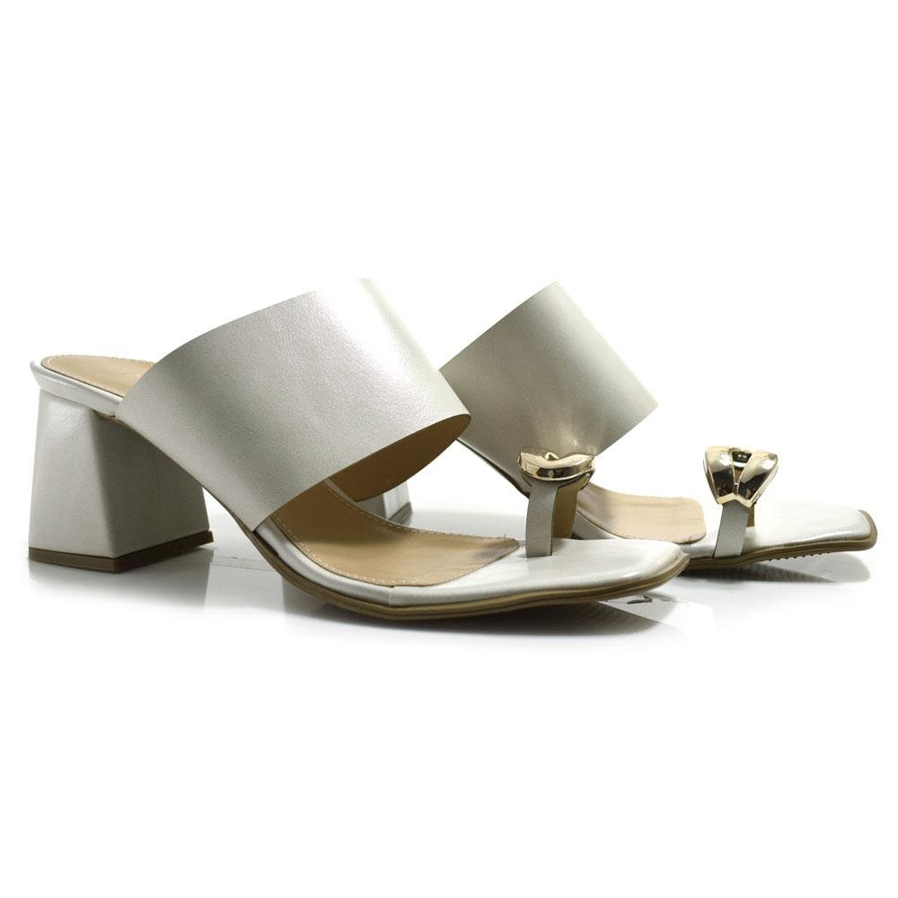 Tamanco de Salto Bloco Feminino Cazzualen 20.961 Branco 2