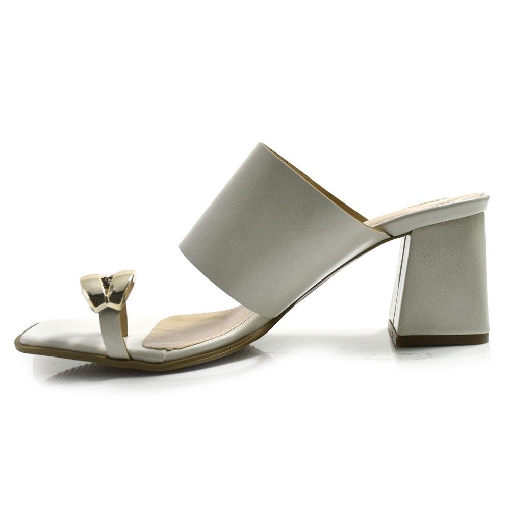 Tamanco de Salto Bloco Feminino Cazzualen 20.961 Branco 5